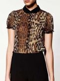 Blusa leopard collar - 483P